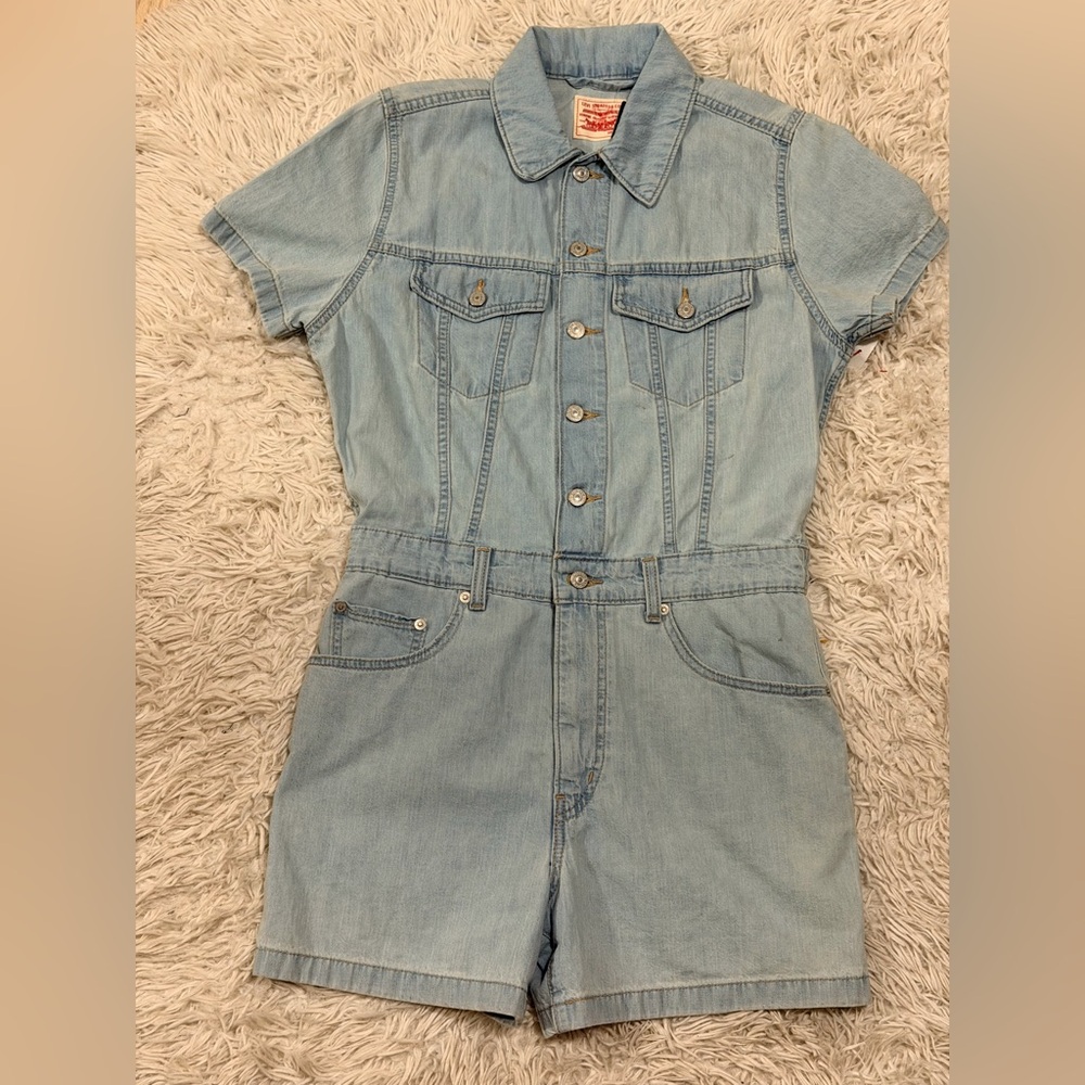 Light Blue Denim Short Sleeve Kids One-Piece Bodysuit
